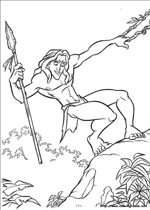 ภาพวาดระบายสี ทาร์ซานเจ้าป่า รูปภาพลายเส้นขาวดำ  ใช้สีระบายเพื่อทำให้รูปภาพสวยงาม Tarzan-4